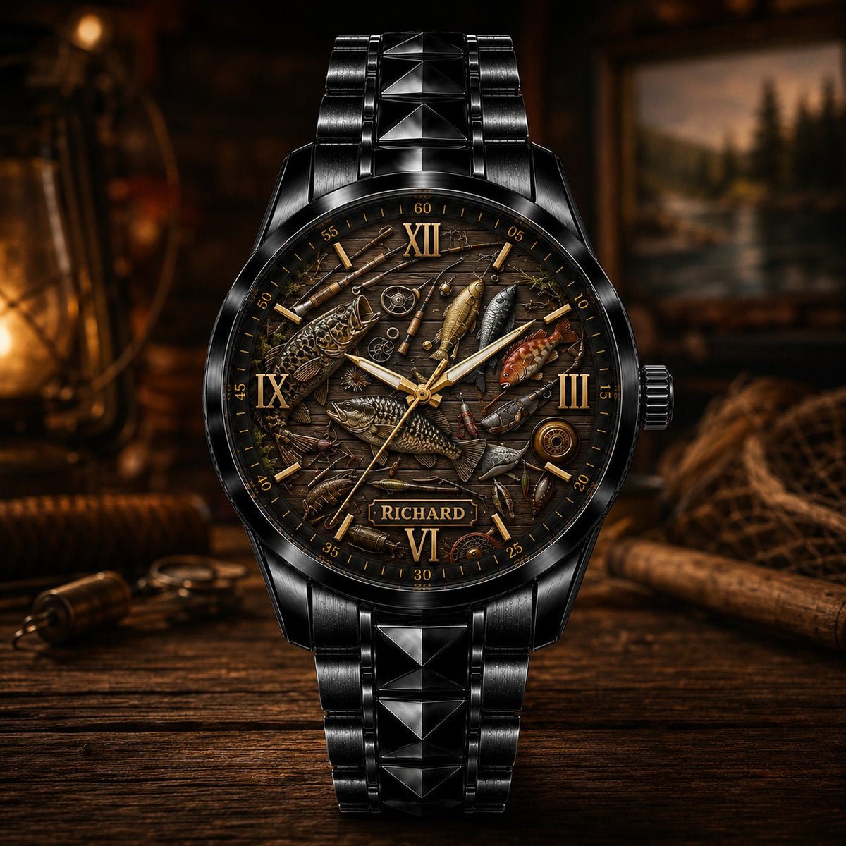 Custom Bass Fishing Watch — personalized with a custom name