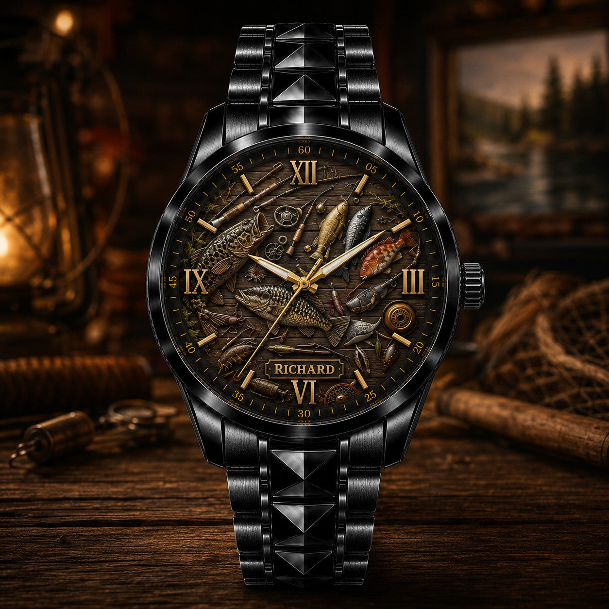 Custom Bass Fishing Watch — personalized with a custom name