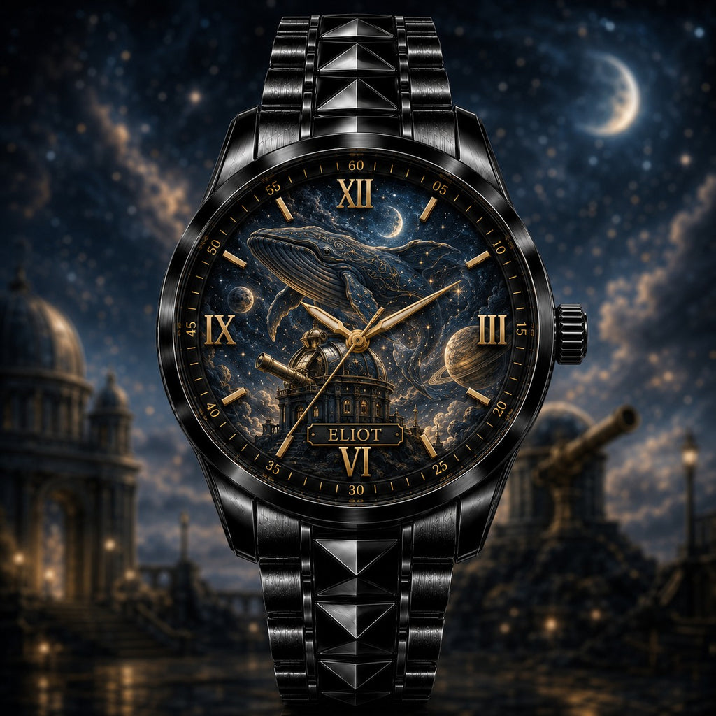 Custom Celestial Whale Observatory Watch — personalized with a custom name