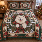 Samoyed Christmas 3-Piece Quilted Bedding Set — digital product visualization