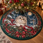 Scottish Fold Cat Quilted Christmas Tree Skirt — digital product visualization