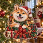 Shiba Inu Acrylic Christmas Ornament — digital product visualization