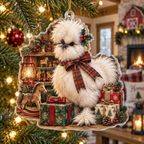 Silkie Chicken Acrylic Christmas Ornament — digital product visualization