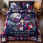 Soul Sister quilted 3-piece bedding set on a made bed with two matching pillow shams