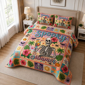 Spooky Summer Cream 3-Piece Quilted Bedding Set