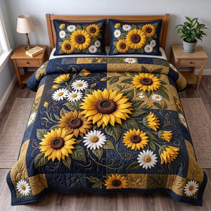 Sunflower Harvest 3-Piece Quilted Bedding Set