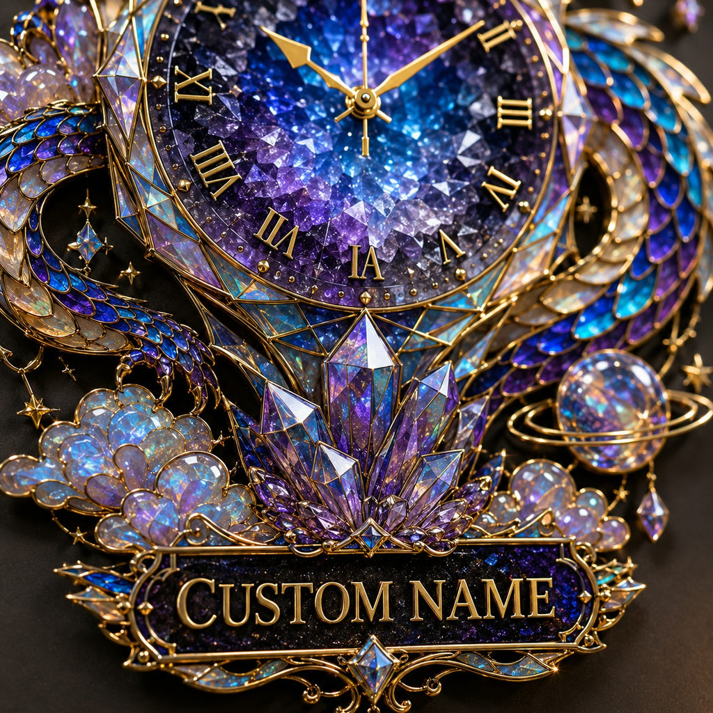 Galaxy dragon Custom Name Wall Clock — personalized with a custom name