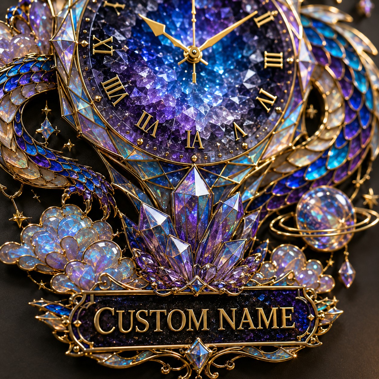 Galaxy dragon Custom Name Wall Clock — personalized with a custom name