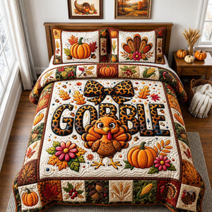 Thanksgiving Gobble 3-Piece Quilted Bedding Set