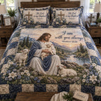 The Constant Companion quilted 3-piece bedding set on a made bed with two matching pillow shams