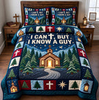 The Way To Him quilted 3-piece bedding set on a made bed with two matching pillow shams