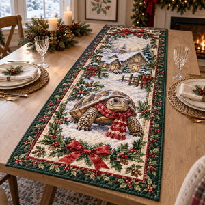 Tortoise Christmas Quilted Table Runner