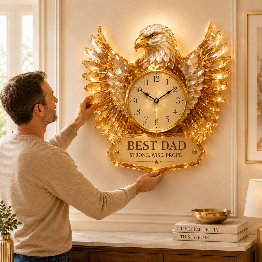 Best dad eagle Custom Name Wall Clock — personalized with a custom name