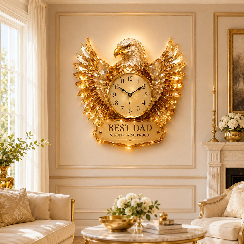 Best dad eagle Custom Name Wall Clock — personalized with a custom name
