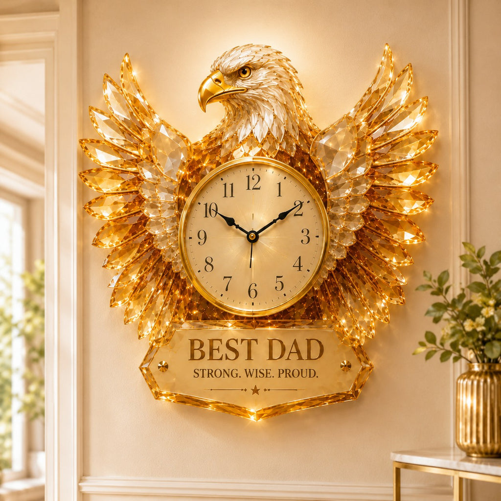 Best dad eagle Custom Name Wall Clock — personalized with a custom name