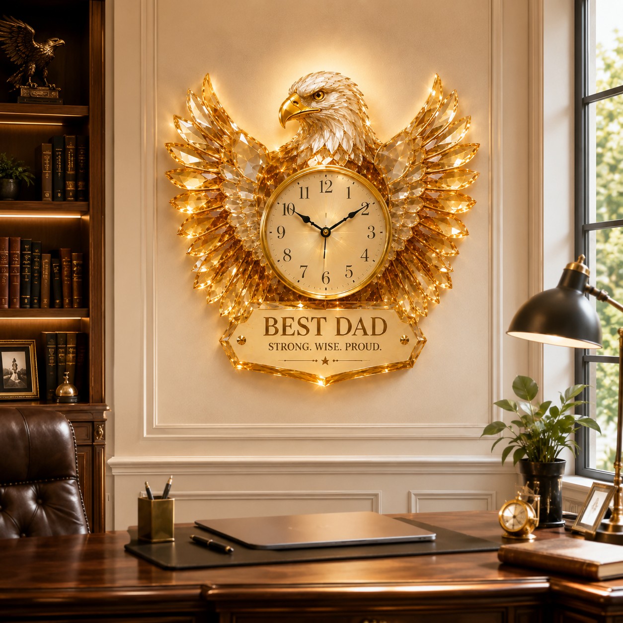 Best dad eagle Custom Name Wall Clock — personalized with a custom name