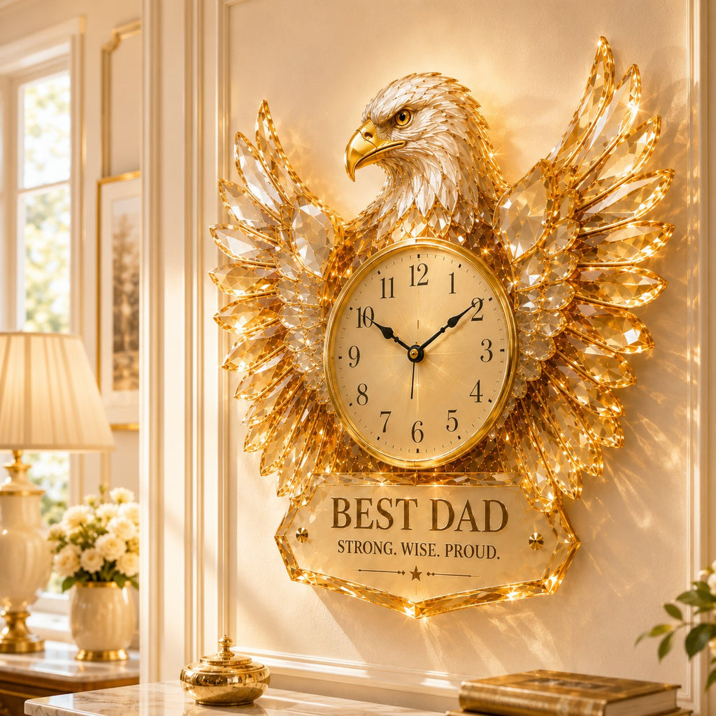 Best dad eagle Custom Name Wall Clock — personalized with a custom name