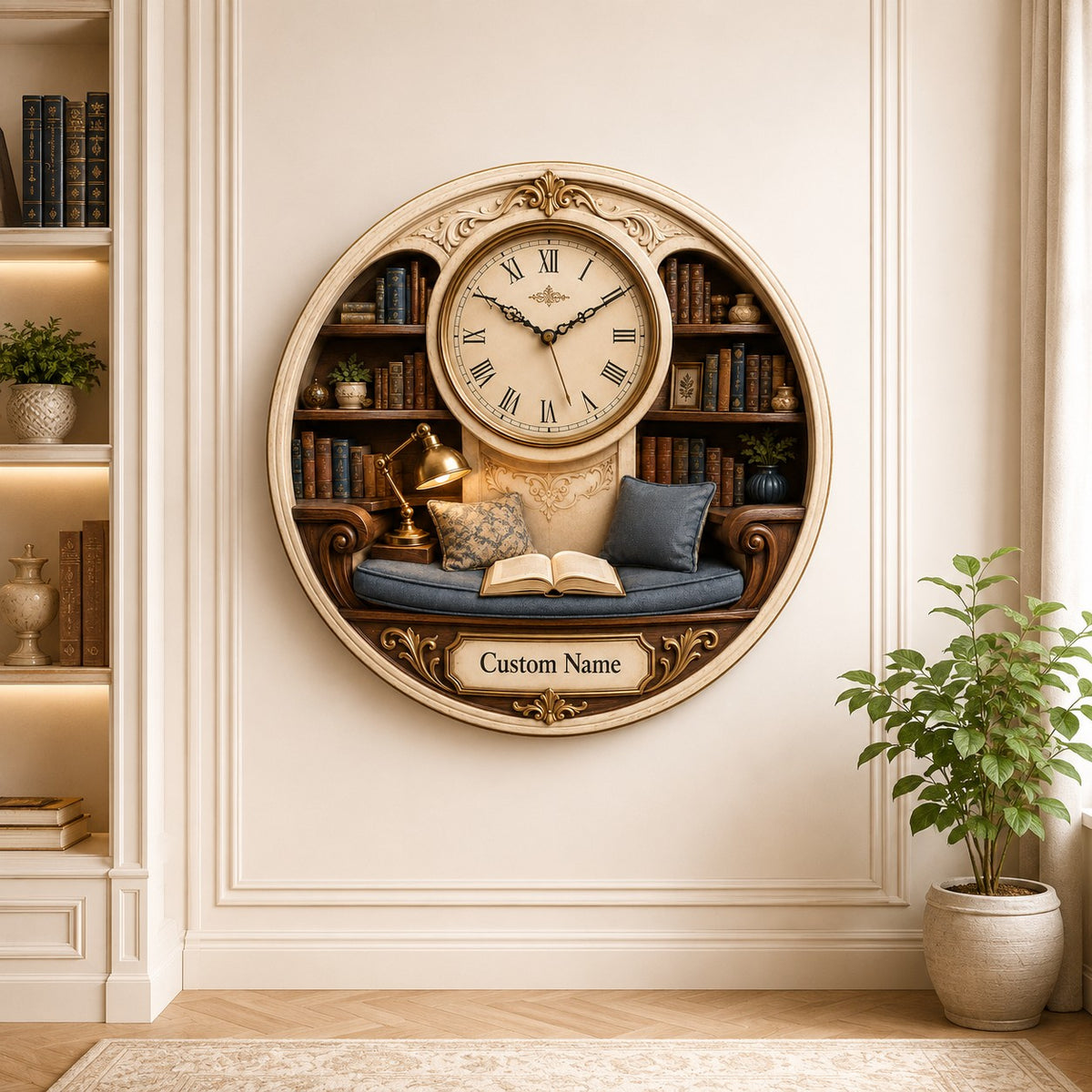 Personalized Reading Alcove Wall Clock — personalized with a custom name