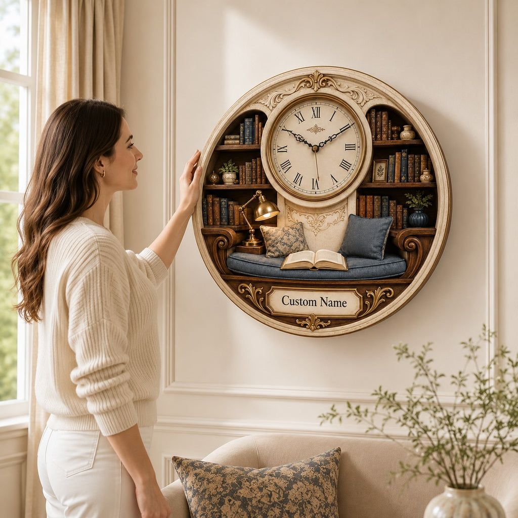 Personalized Reading Alcove Wall Clock — personalized with a custom name