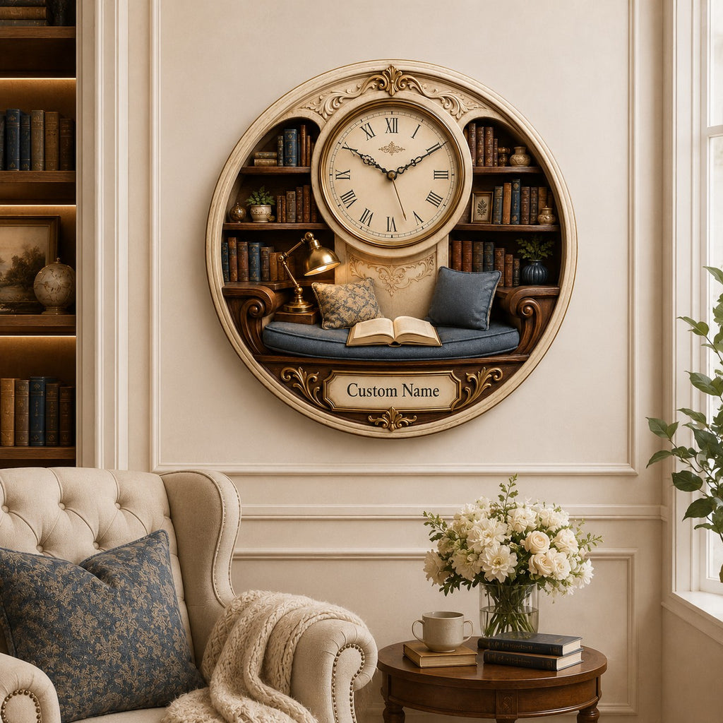 Personalized Reading Alcove Wall Clock — personalized with a custom name