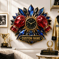 Boxing gloves Custom Name Wall Clock — personalized with a custom name