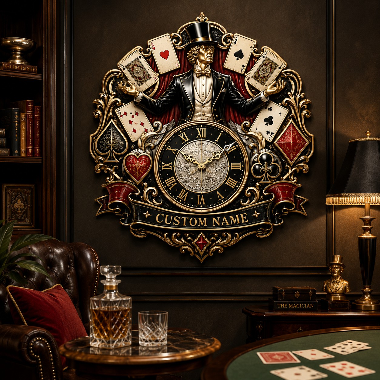 Professional and hobby magicians Custom Name Wall Clock — personalized with a custom name