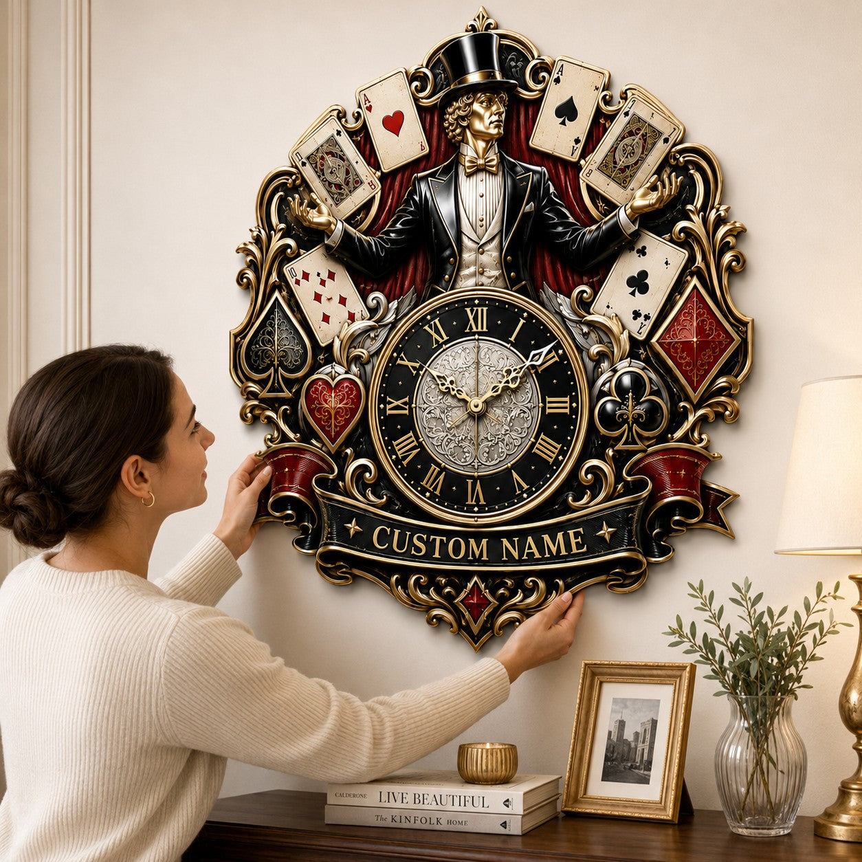 Professional and hobby magicians Custom Name Wall Clock — personalized with a custom name