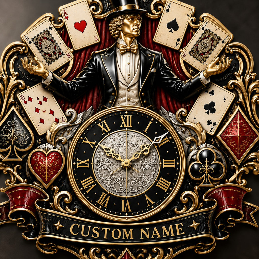 Professional and hobby magicians Custom Name Wall Clock — personalized with a custom name