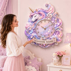 Personalized musical unicorn wall clock — personalized with a custom name