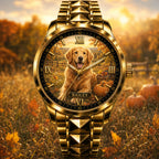 Custom Golden Retriever Autumn Meadow Watch — personalized with a custom name