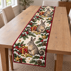 Viscacha Pistachio Gift printed Christmas quilted table runner; design mockup showing a flat printed depth effect.