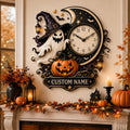 Moonlit Halloween interiors Custom Name Wall Clock — personalized with a custom name