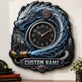Water dragon firefighter Custom Name Wall Clock — personalized with a custom name