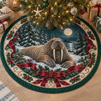 Walrus Quilted Christmas Tree Skirt — digital product visualization