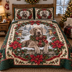 Weimaraner Christmas 3-Piece Quilted Bedding Set — digital product visualization