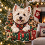 West Highland Terrier Acrylic Christmas Ornament — digital product visualization