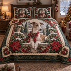 Whippet Christmas 3-Piece Quilted Bedding Set — digital product visualization