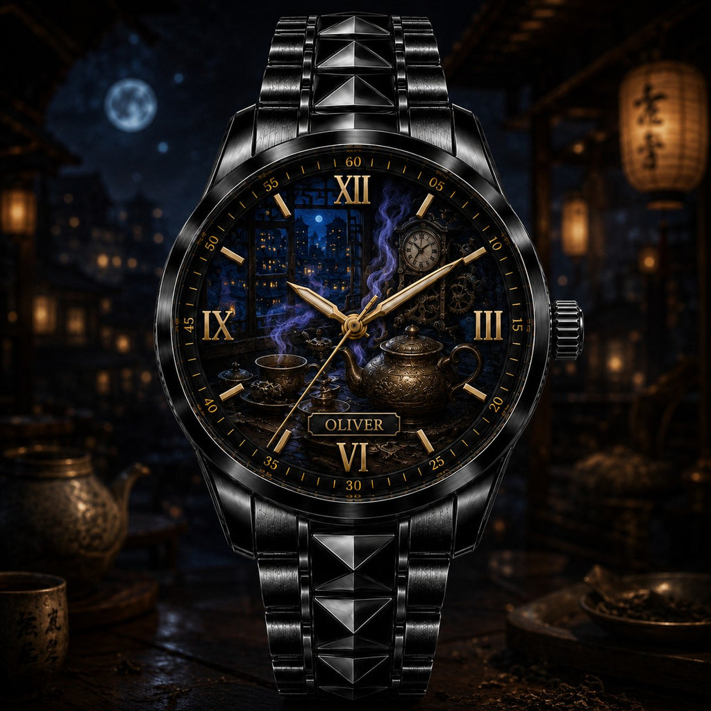 Custom Midnight Tea House Watch — personalized with a custom name