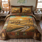 Wild Spirit Road quilted 3-piece bedding set on a made bed with two matching pillow shams