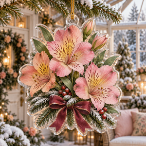 Winter Alstroemeria Acrylic Christmas Ornament