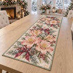 Winter Alstroemeria Christmas Quilted Table Runner — digital product visualization