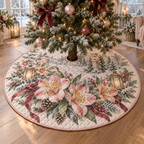 Winter Alstroemeria Quilted Christmas Tree Skirt — digital product visualization