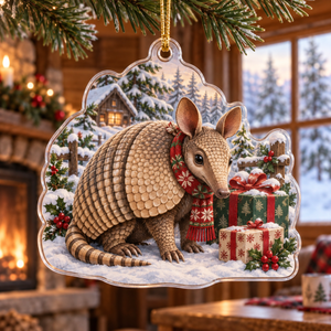 Winter Armadillo Acrylic Christmas Ornament