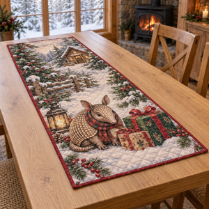Winter Armadillo Christmas Quilted Table Runner