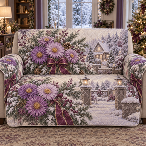 Winter Aster Christmas Quilted Sofa Cover