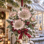 Winter Astrantia Acrylic Christmas Ornament — digital product visualization