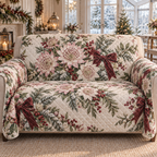 Winter Astrantia Christmas Quilted Sofa Cover — digital product visualization