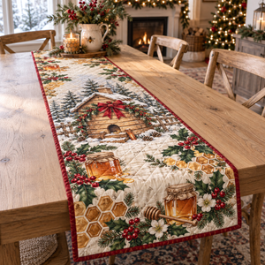 Winter Beekeeper Christmas Quilted Table Runner