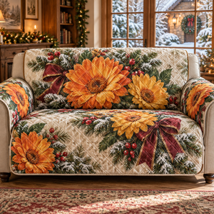 Winter Calendula Christmas Quilted Sofa Cover