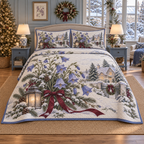 Winter Campanula Christmas 3-Piece Quilted Bedding Set — digital product visualization